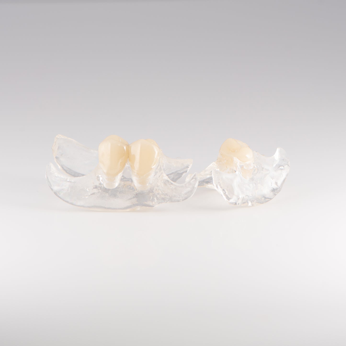 Two Clear Unilateral Partial Denture with Gray Background